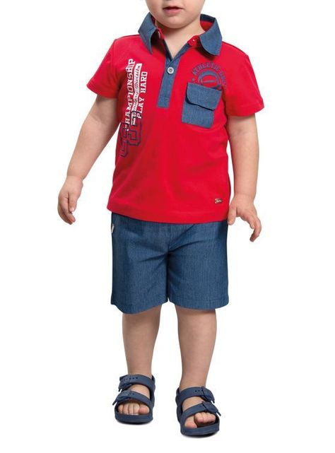 Conjunto Polera y Bermuda Mezclilla Bebé Niño-0
