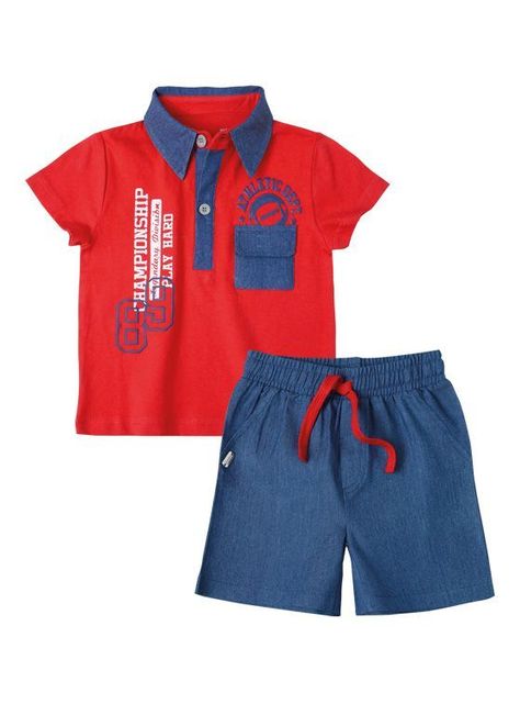 Conjunto Polera y Bermuda Mezclilla Bebé Niño-1