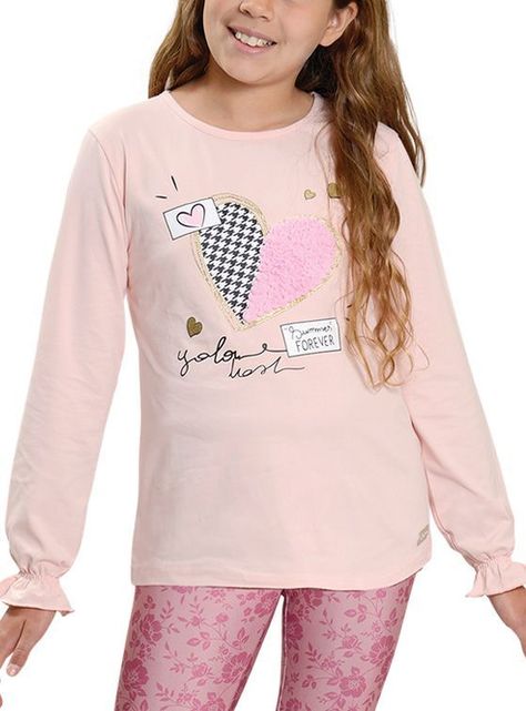 Polera Niña Aplicación y Glitter Corazón-0