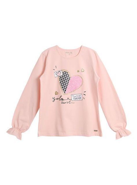 Polera Niña Aplicación y Glitter Corazón-1