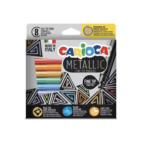 Plumones Marcadores Metallic Metalicos Punta Fina 8 Colores Carioca-0