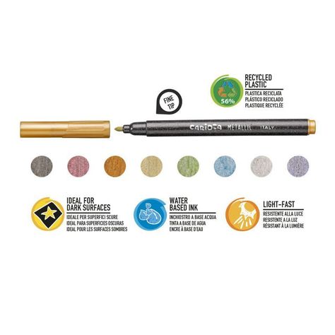 Plumones Marcadores Metallic Metalicos Punta Fina 8 Colores Carioca-1