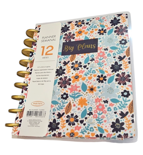 Planner Big Planner 12 Meses Sin Fecha 17x23cm Diseño Flores -0