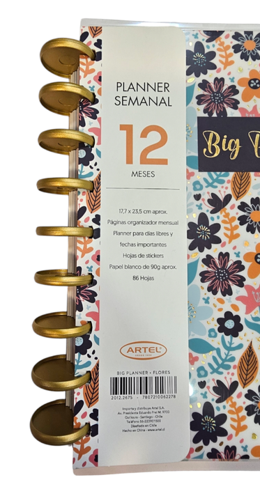 Planner Big Planner 12 Meses Sin Fecha 17x23cm Diseño Flores -1