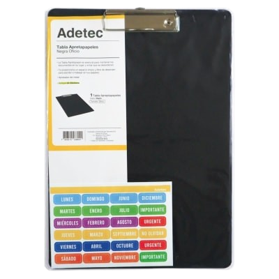 Tabla Apretapapel Oficio Negro Adetec 24*34,5*0,2-1