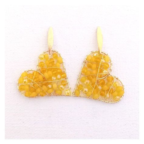 Aros Corazones Amarillos-0