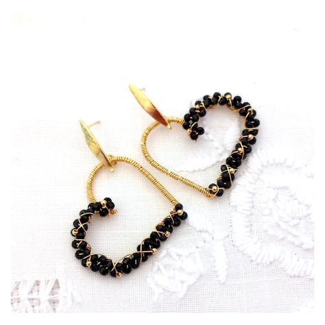 Aros Corazones  Duo Negros-1