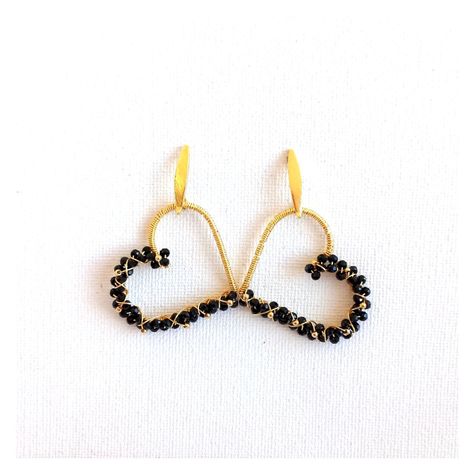 Aros Corazones  Duo Negros-0