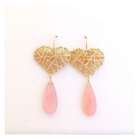 Aros Corazones y Cuarzo Rosado-0