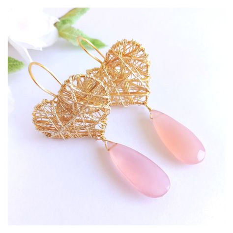 Aros Corazones y Cuarzo Rosado-1