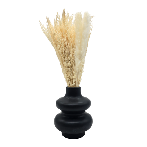Florero De Ceramica Decorativo Diseño Negro Flores Secas-0