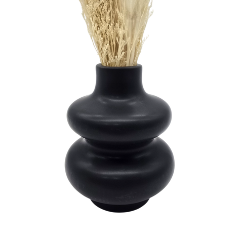 Florero De Ceramica Decorativo Diseño Negro Flores Secas-3