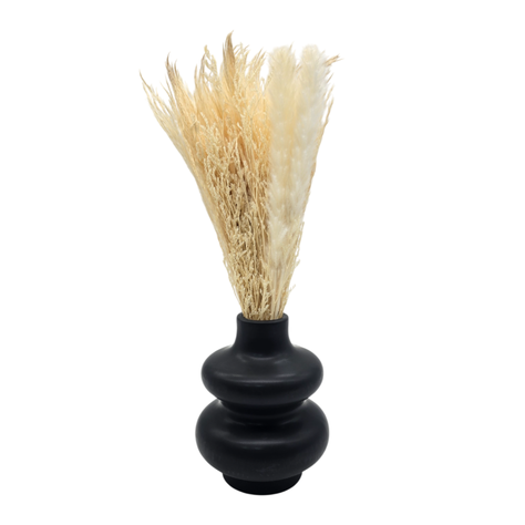Florero De Ceramica Decorativo Diseño Negro Flores Secas-4