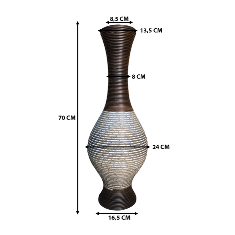Jarron Florero Decorativo Tejido Rattan Moderno Blanco 70 CM-4