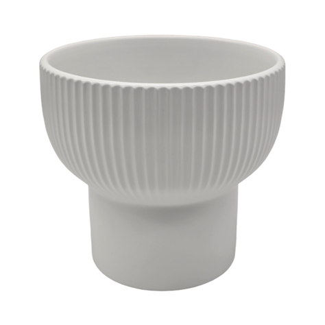 Macetero Maceta De Ceramica Copon Lineas Blanco Mate S-0