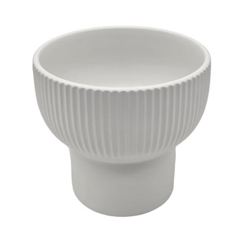 Macetero Maceta De Ceramica Copon Lineas Blanco Mate S-2