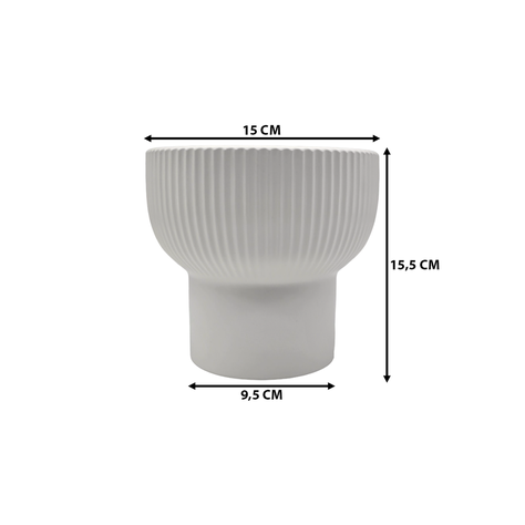 Macetero Maceta De Ceramica Copon Lineas Blanco Mate S-5