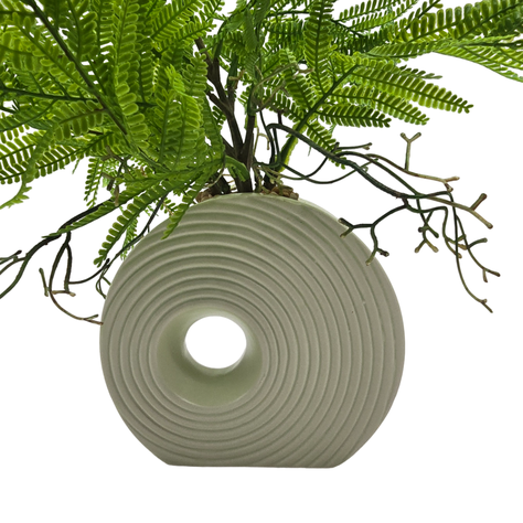 Planta Artificial Helecho Decorativa Macetero De Ceramica-2