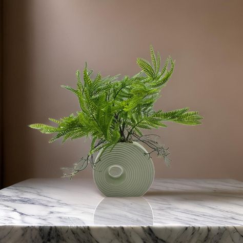 Planta Artificial Helecho Decorativa Macetero De Ceramica-4