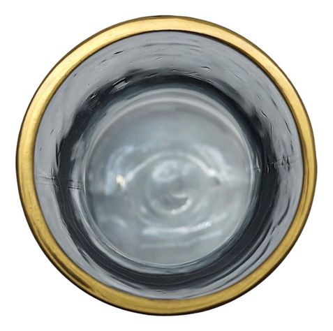 Florero Decorativo De Vidrio Gris Liso Borde Dorado-2