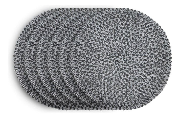 Set 6 Individuales Circulares Estilo Zigzag Diseño Gris-1