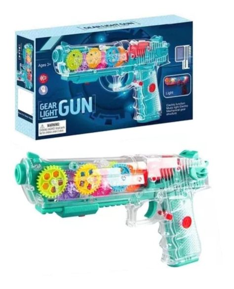 Pistola De Juguete Con Engranaje Luz Y Sonido Transparente-0