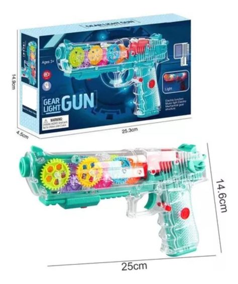 Pistola De Juguete Con Engranaje Luz Y Sonido Transparente-1