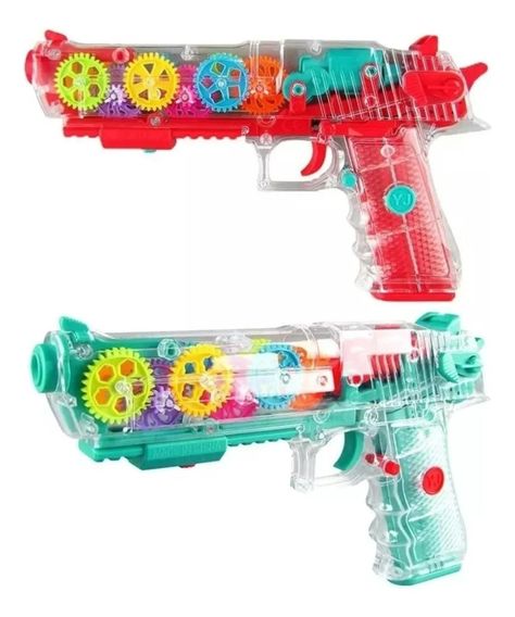 Pistola De Juguete Con Engranaje Luz Y Sonido Transparente-3