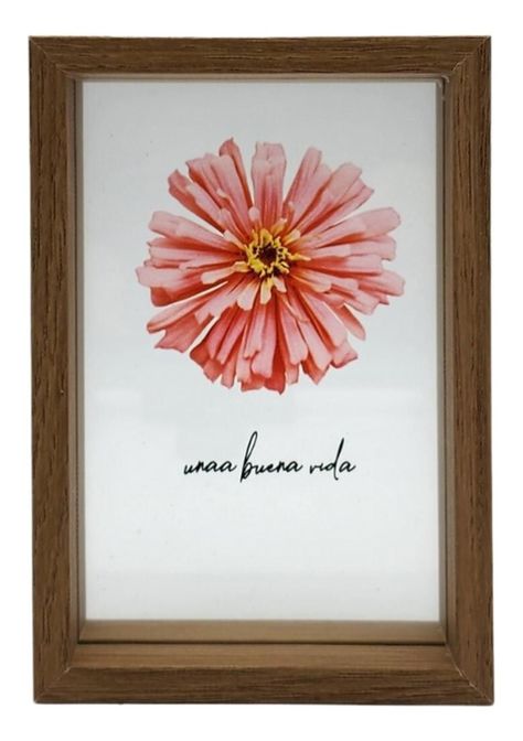 Cuadro De Vidrio Marco Madera Diseño Flor Decorativo-0