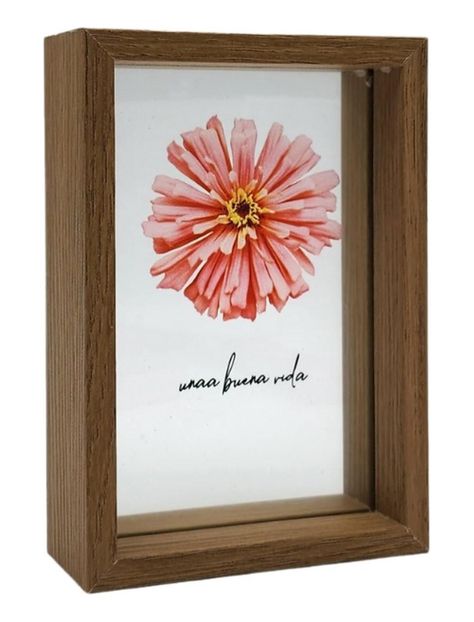 Cuadro De Vidrio Marco Madera Diseño Flor Decorativo-1