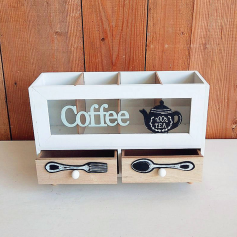 Caja De Te 4 Divisiones Con Cajones Estacion De Café Oficina-6