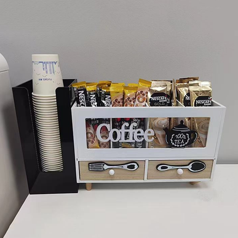 Caja De Te 4 Divisiones Con Cajones Estacion De Café Oficina-1