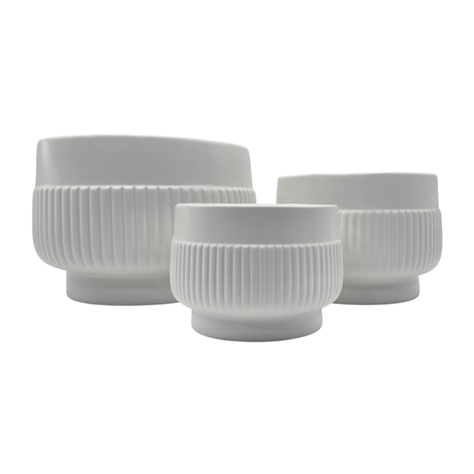 Set 3 Maceteros Maceta De Ceramica Lineas Relieve Blanco-0