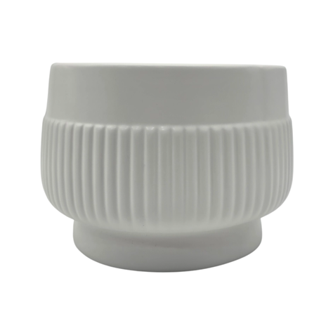 Set 3 Maceteros Maceta De Ceramica Lineas Relieve Blanco-4