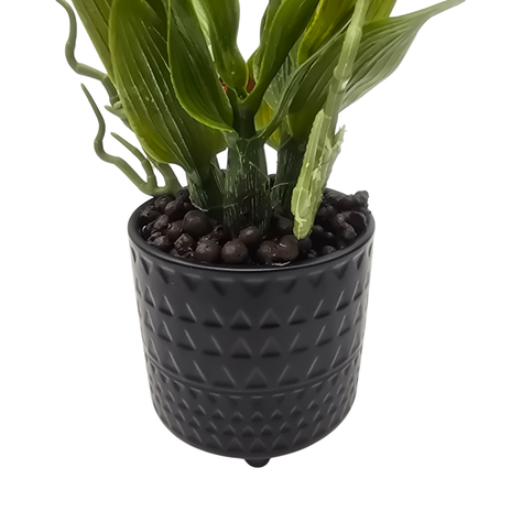 Planta Artificial Orquidea Amarillo Decorativa Macetero Loza-2