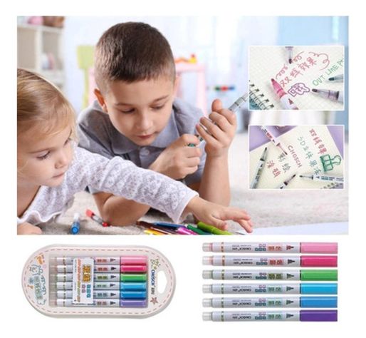 Marcadores Metalicos Outline Pen 6 Colores Profesionales-2