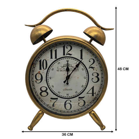 Reloj De Mesa Analogico Hierro Vintage Decorativo Dorado M-2