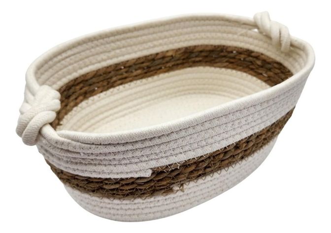Canasto Cesta Tejido Nudo Rustico Estilo Campestre-0