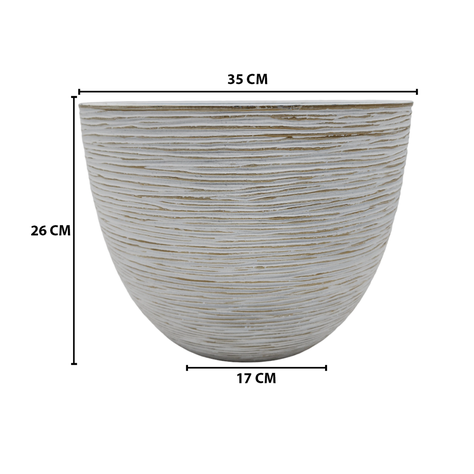 Macetero Maceta Diseño Rayas Envejecido De Plastico Blanco M-5
