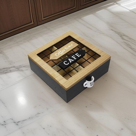 Caja De Te 4 Divisiones Tapa Con Diseño Decorativa Decohogar-5