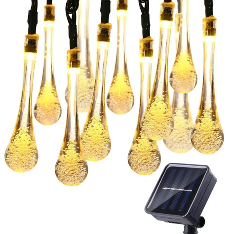 Guirnalda Solar Gotas Gotitas Luces Led Decoracion Jardin-0