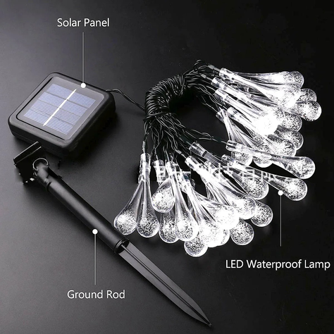 Guirnalda Solar Gotas Gotitas Luces Led Decoracion Jardin-2