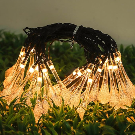 Guirnalda Solar Gotas Gotitas Luces Led Decoracion Jardin-4