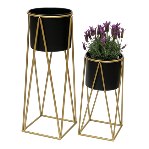 Set 2 Porta Maceteros Pedestal Maceta Plantas Negro Dorados-0