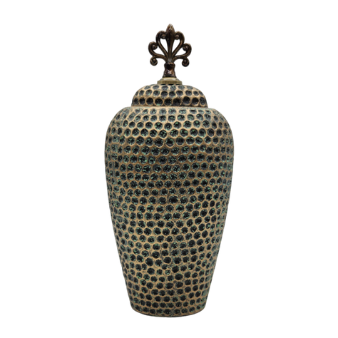 Jarron Florero Ceramica Diseño Envejecido Puntos Alargado-2