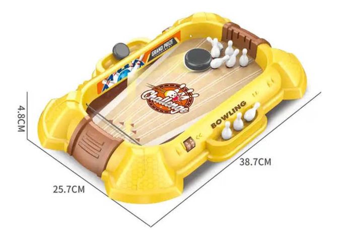 Juego Mini Bowling Juguete Bolos De Mesa Disco Portatil-4