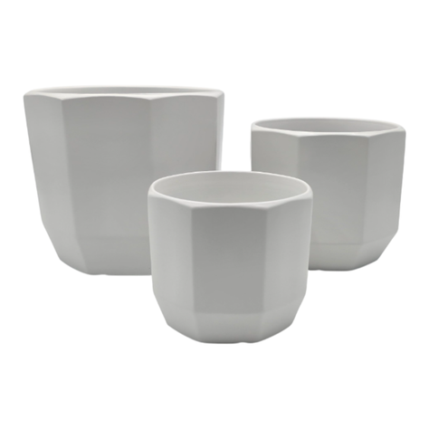 Set 3 Maceteros Maceta De Ceramica Blancos Lineas Verticales-0