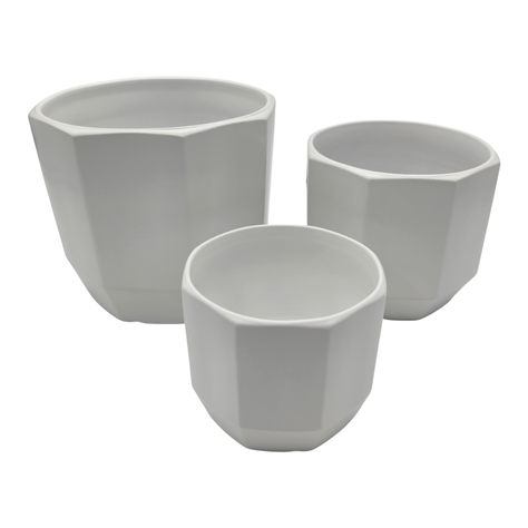 Set 3 Maceteros Maceta De Ceramica Blancos Lineas Verticales-4
