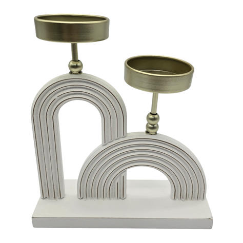 Candelabro Porta Vela Doble De Madera Blanco Con Dorado-0