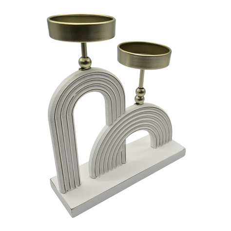 Candelabro Porta Vela Doble De Madera Blanco Con Dorado-2